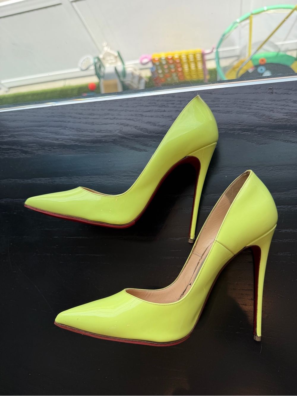 Christian Louboutin SO KATE 120 Neon Fluorescent Yellow Green Stiletto Pumps, 38 - Picture 3 of 12
